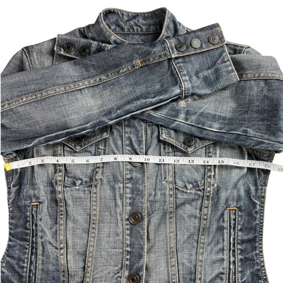 Vintage Y2K Gap Denim Jean Jacket Thrashed Distressed Grunge Size Small - Picture 5 of 16
